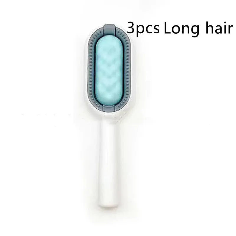 Green plastic pet hair removal comb with disposable wipes sticker for cats and dogs