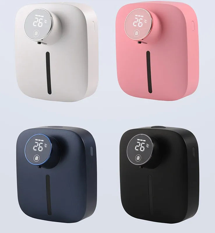 Wall mounted smart sensor soap dispenser 320mL ABS induction foam hand sanitizer in black colour with Type-C USB cable