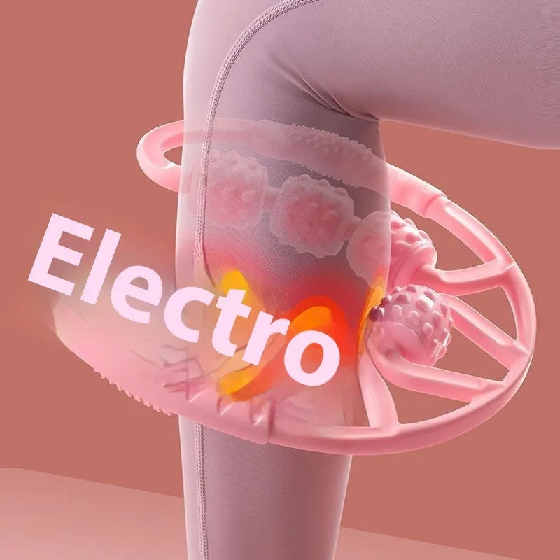 Ring clip leg massager roller with multiple acupressure wheels in Macaron Pink, Blue, or Purple.