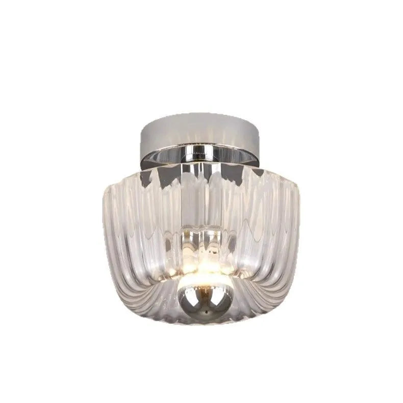 French style ceiling light with transparent chrome glass shade for bedroom bedside or balcony