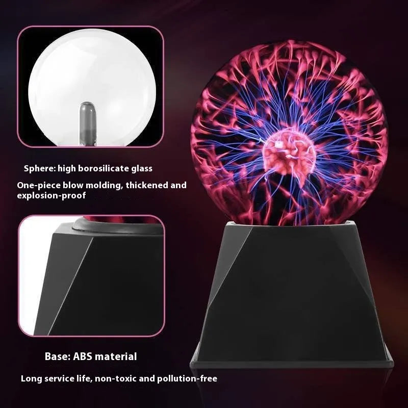 USB voice control electrostatic ball plasma magic small night lamp in geometric stereo design, 100x140mm, with built-in battery