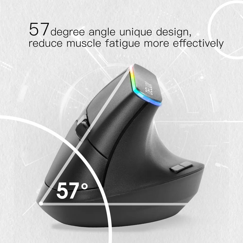 M618C vertical wireless ergonomic mouse in black, 115mm length, ABS plastic, with 2.4GHz receiver