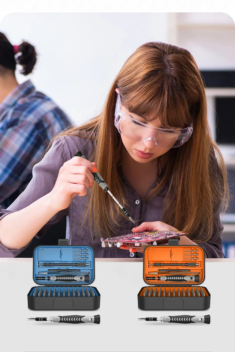 130 In 1 Precision Screwdriver Tool Set with CRV bits in orange case, 153x107x54mm