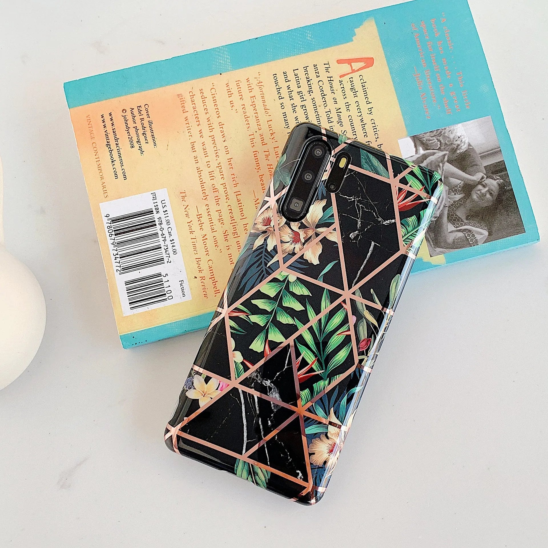 Huawei phone case with floral lattice pattern in TPU and PC back cover design