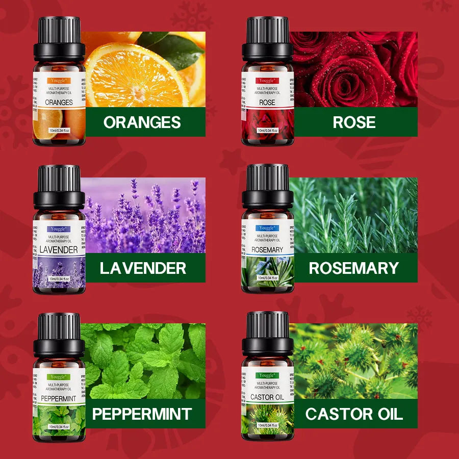 Set of 6 natural plant lavender perfume oil bottles for humidifier diffuser
