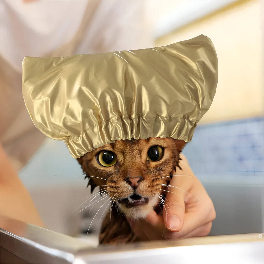Adjustable non-woven fabric shower cap for dog and cat ear protection during bathing
