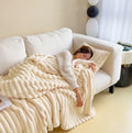 Soft Wind double-sided thickening bubble velvet faux rabbit fur blanket in solid colour