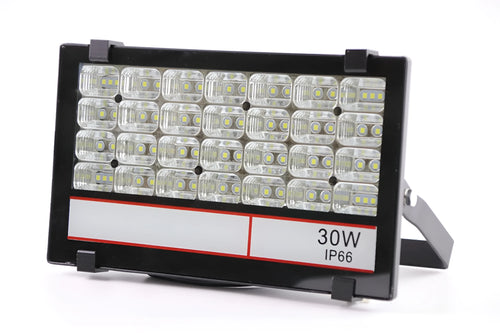 Angel Eyes black LED stadium projection lights with aluminium alloy housing and tempered glass lampshade