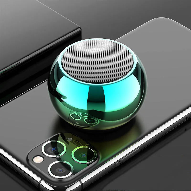 Mini portable metal Bluetooth speaker in gradient blue with compact 31mm x 50mm dimensions