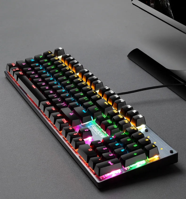 Mechanical waterproof gaming keyboard with 104 keys in black colour