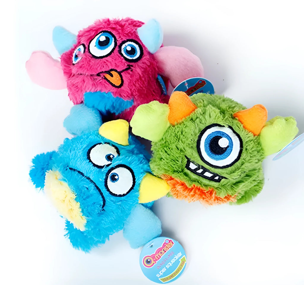 12cm green monster dog toy with TPR spiky ball and squeaker for chewing and bouncing play