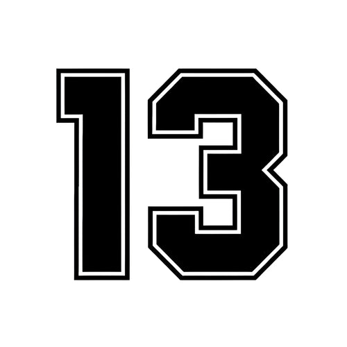 Funny number 13 automobile sticker in black, 15 cm, PET material for car rear window