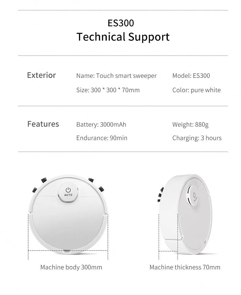 Automatic sweeping robot with circular ABS plastic housing and control button