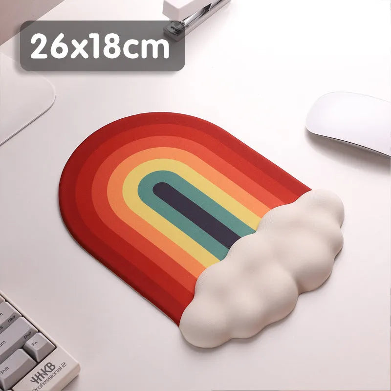 Silica gel wrist rest mouse pad and keyboard support set with pastoral cloud design