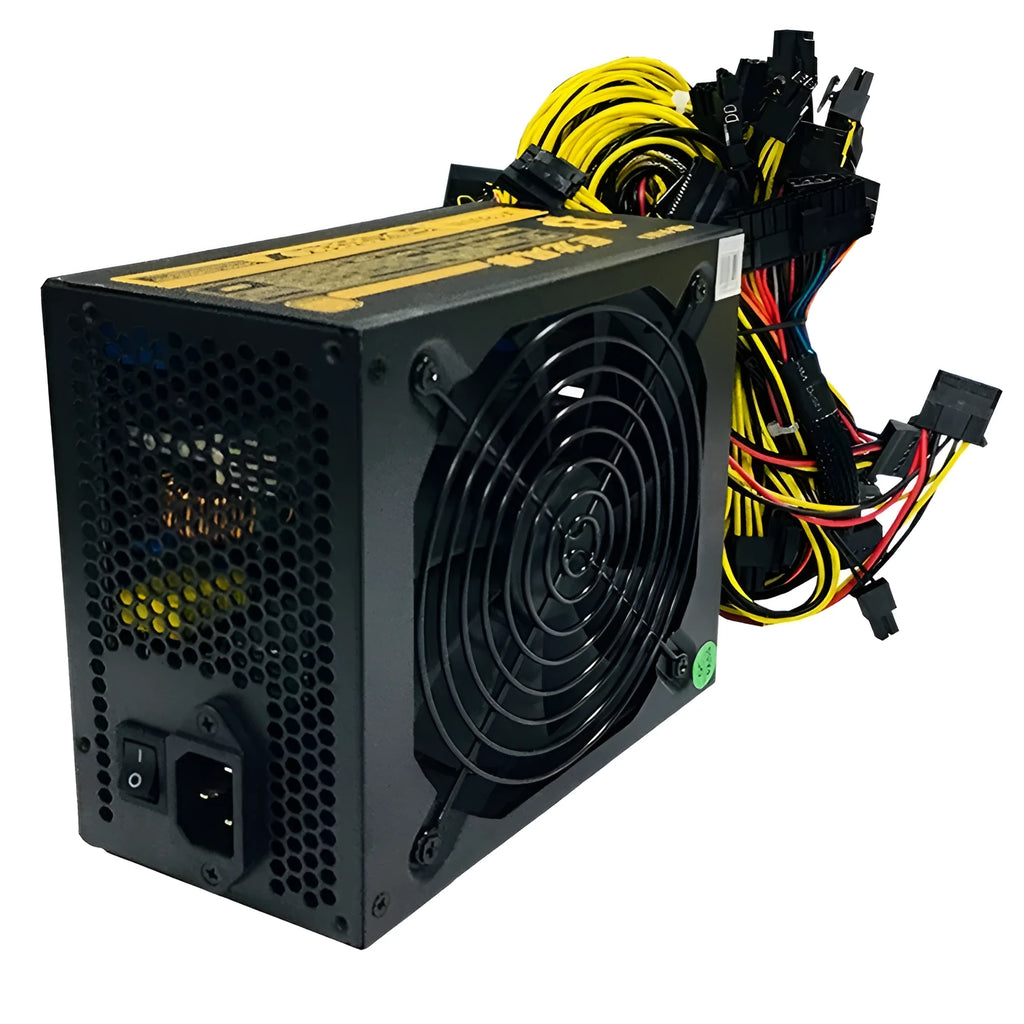 Black 110V server power supply unit with multiple cable connectors for AMD CPU systems.