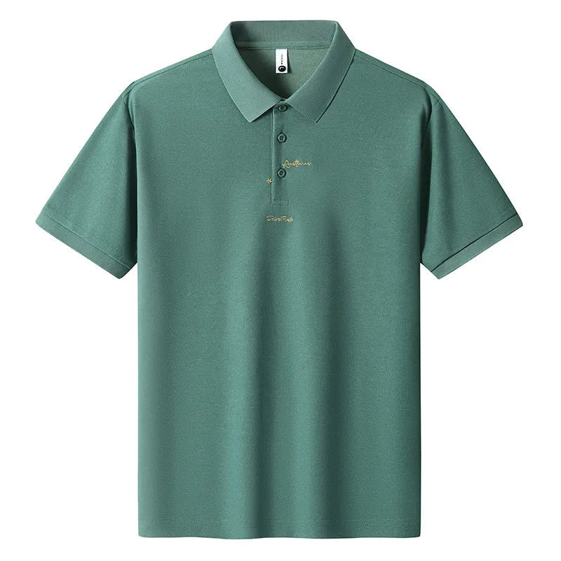 Men's casual cotton t-shirt in a loose fit with a printed letter pattern on the chest.