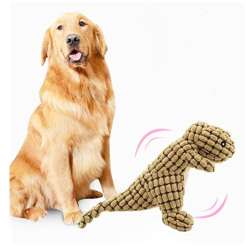 Grey rubber dog chew toy with squeaker measuring 35cm long for bite resistance
