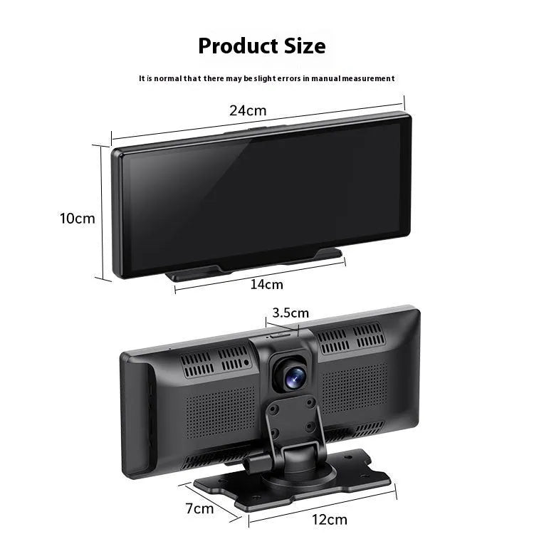 10-inch car smart screen with CarPlay and dual camera recording system