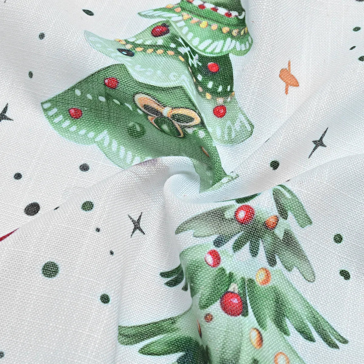 Green Christmas Forest patterned punching design polyester shade curtain hung on a window