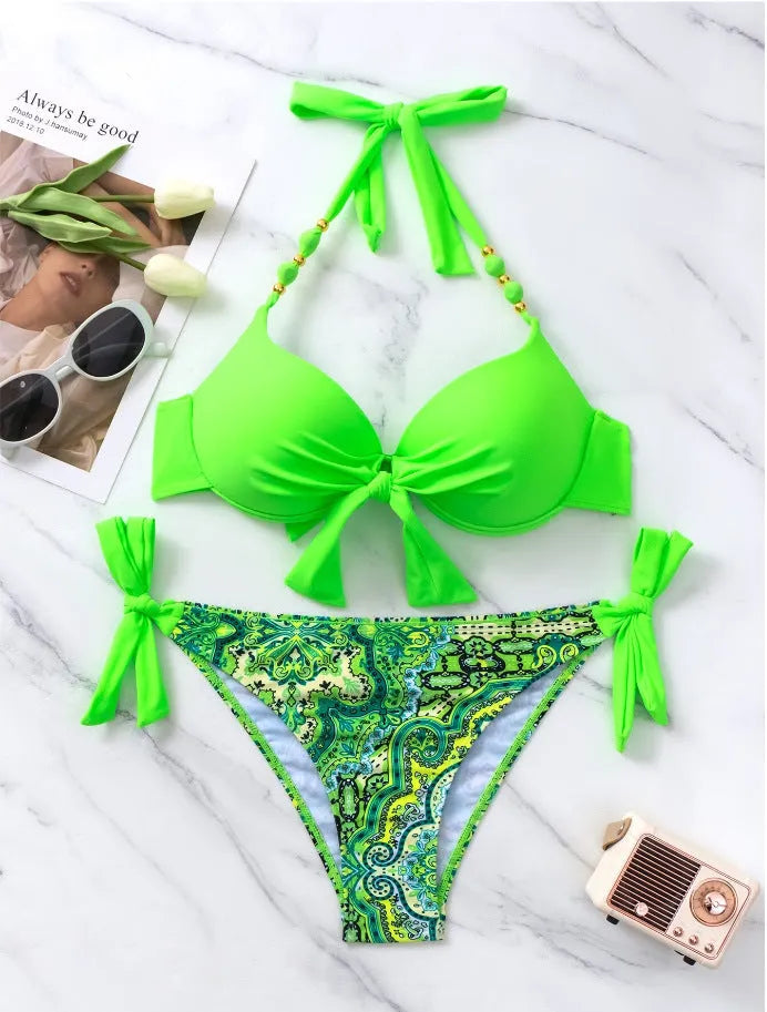 Ladies polyester bikini swimsuit available in multiple colours and sizes
