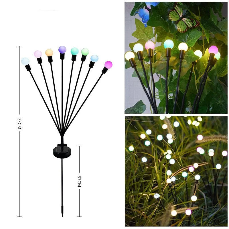Solar-powered LED garden light with ground spike for soil installation in warm white or coloured lighting options