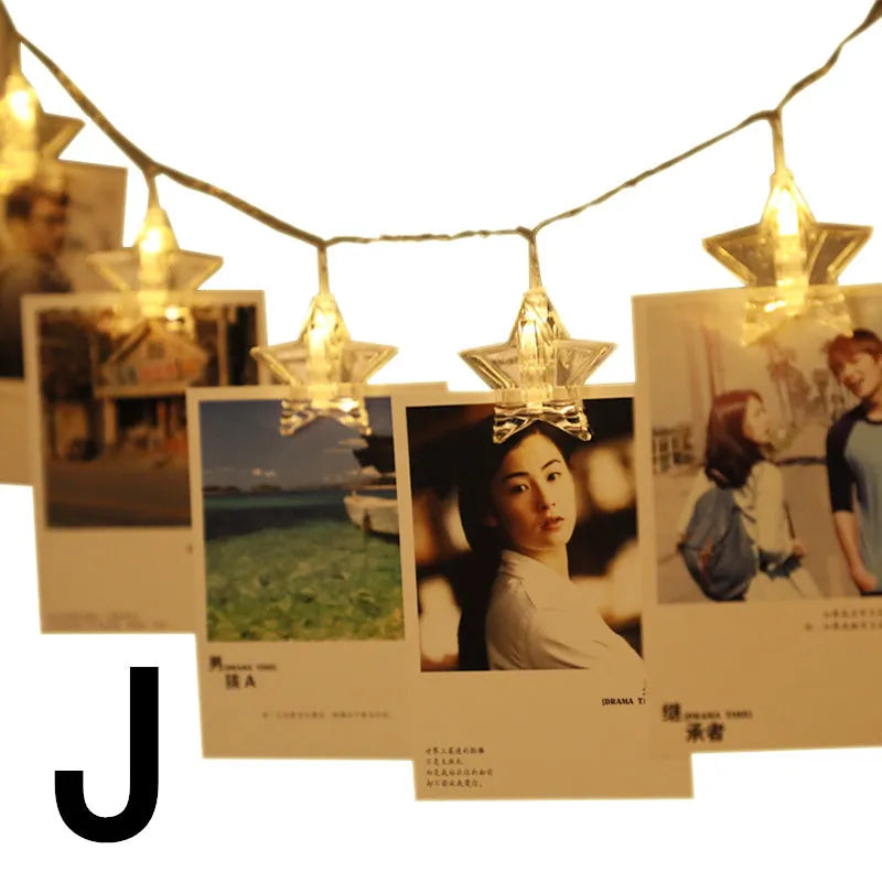 LED star clip string lights with warm white or colour LEDs in 3 metre length for room decoration