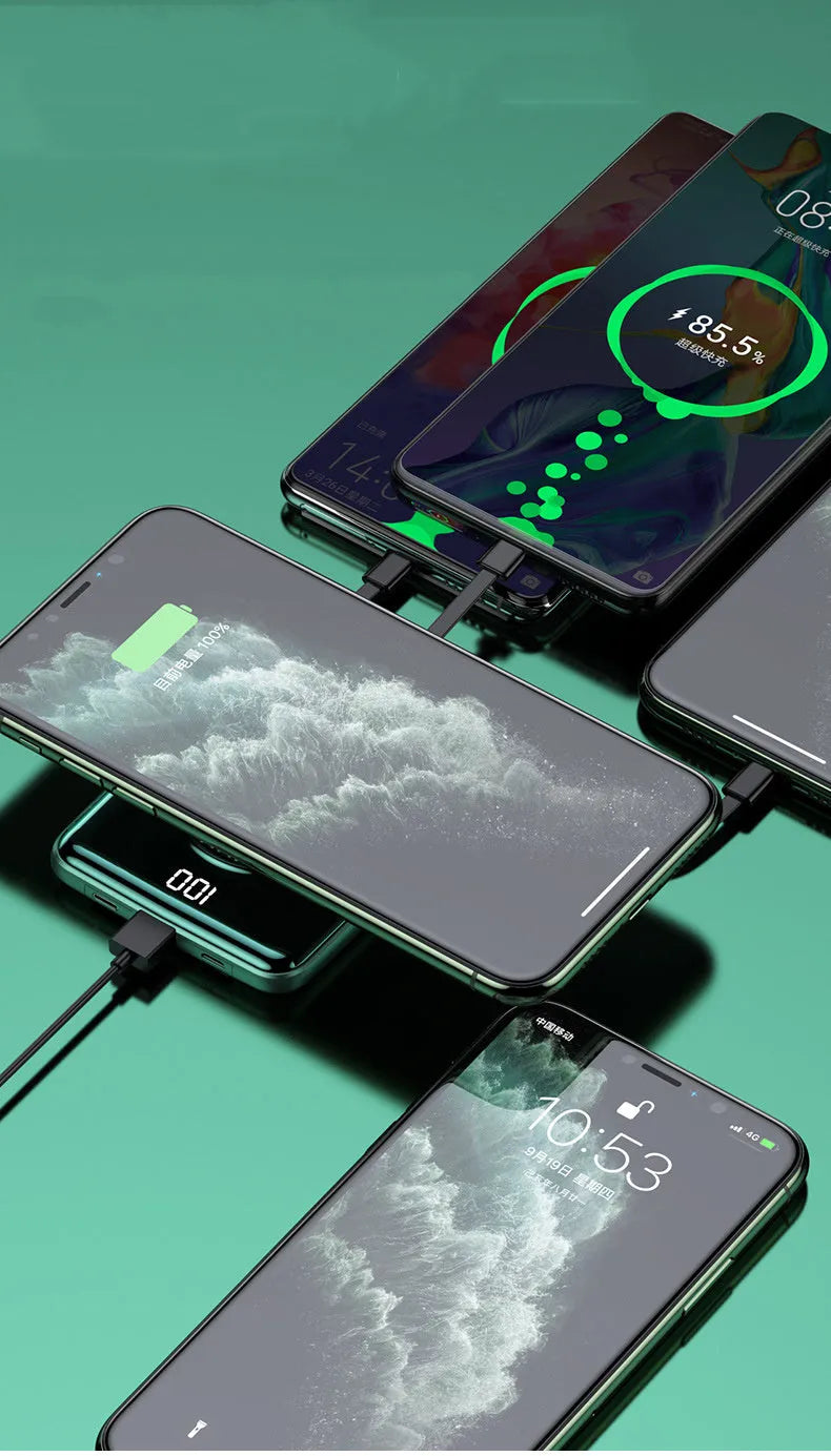 20000mAh power bank with LCD display showing battery percentage