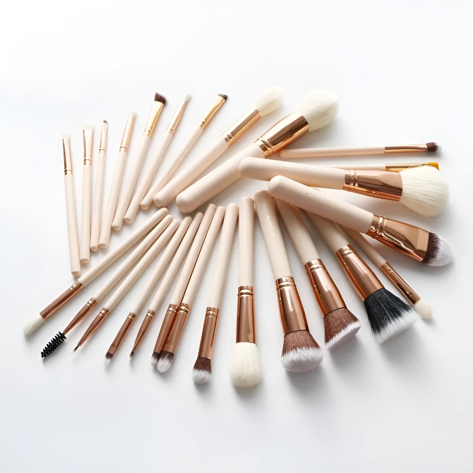 26-piece pink professional makeup brush set with wooden handles and wool bristles for face application