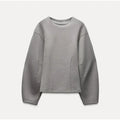 Women's polyester fleece trouser suit with long sleeve O-neck top and wide leg trousers