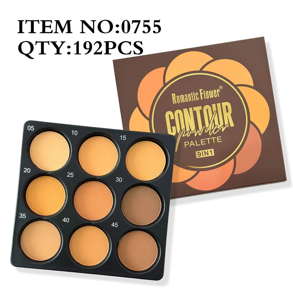 Dark matte eyeshadow palette with 9 waterproof colours and repair disk for punk and fashion makeup