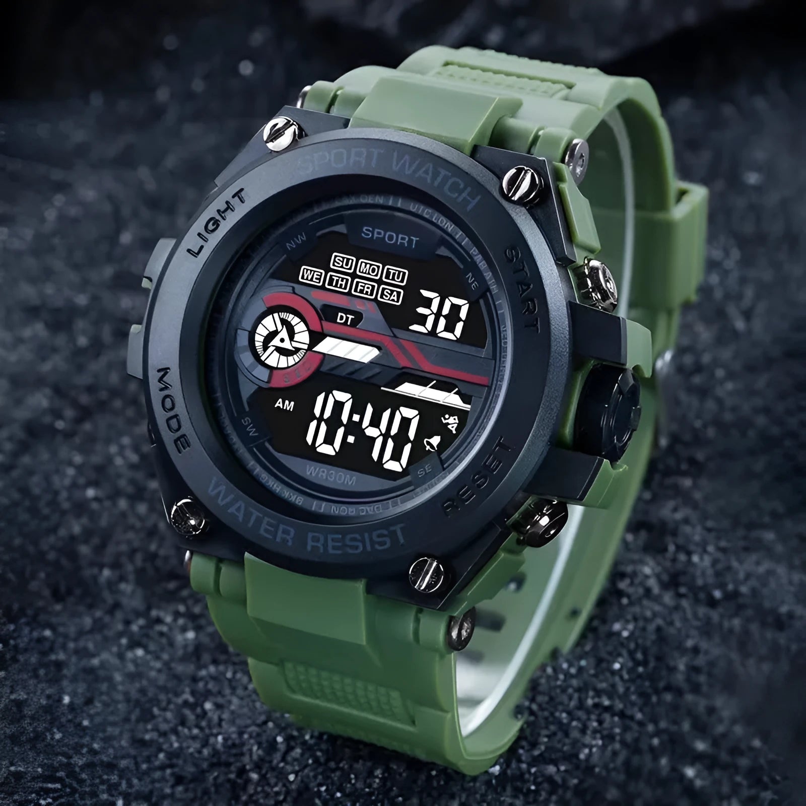Fashion electronic watch for teenagers available in 10 colours including black, blue, pink, white, green, purple, red, yellow, orange, and silver