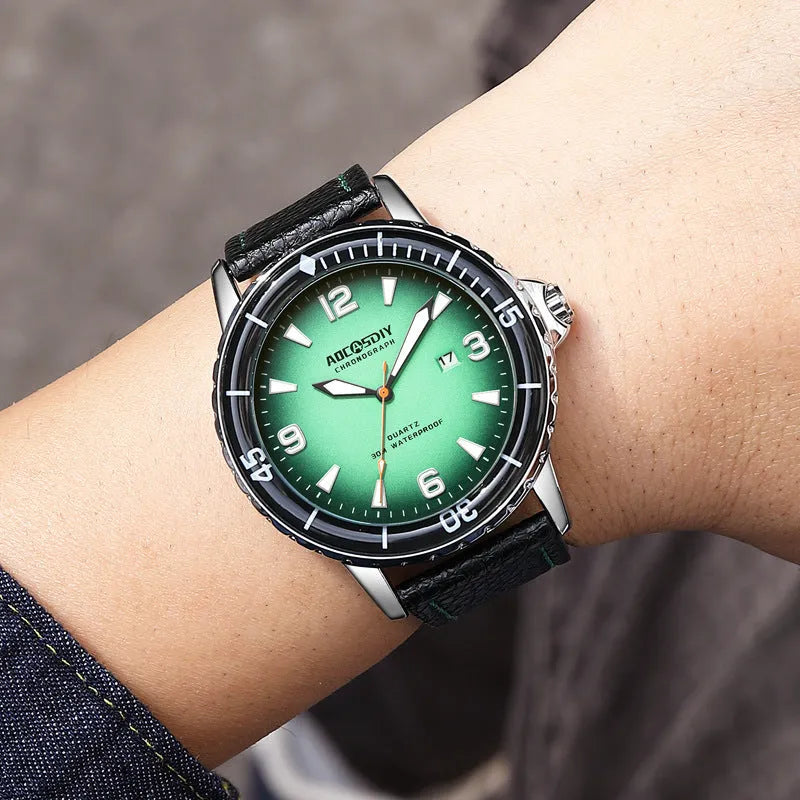 Men's casual digital watch with large 45mm dial, waterproof design, and mineral glass display