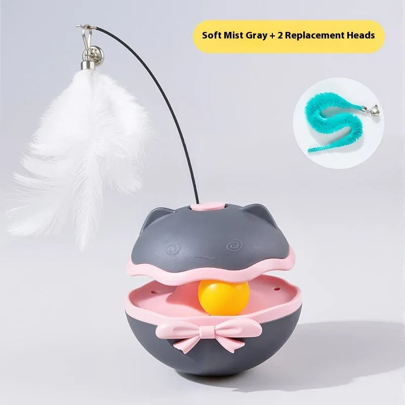 Electric automatic tumbler cat teaser toy in lemon yellow, sky blue, or soft fog grey.