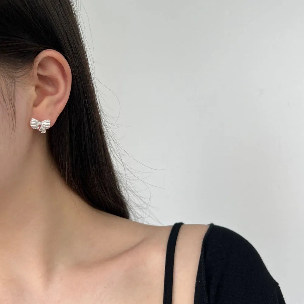 925 sterling silver butterfly stud earrings with electroplated finish and inlaid silver detail, couple style
