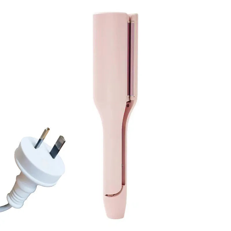 32mm deep wave hair curling iron in pink with 4 temperature settings and negative ion technology