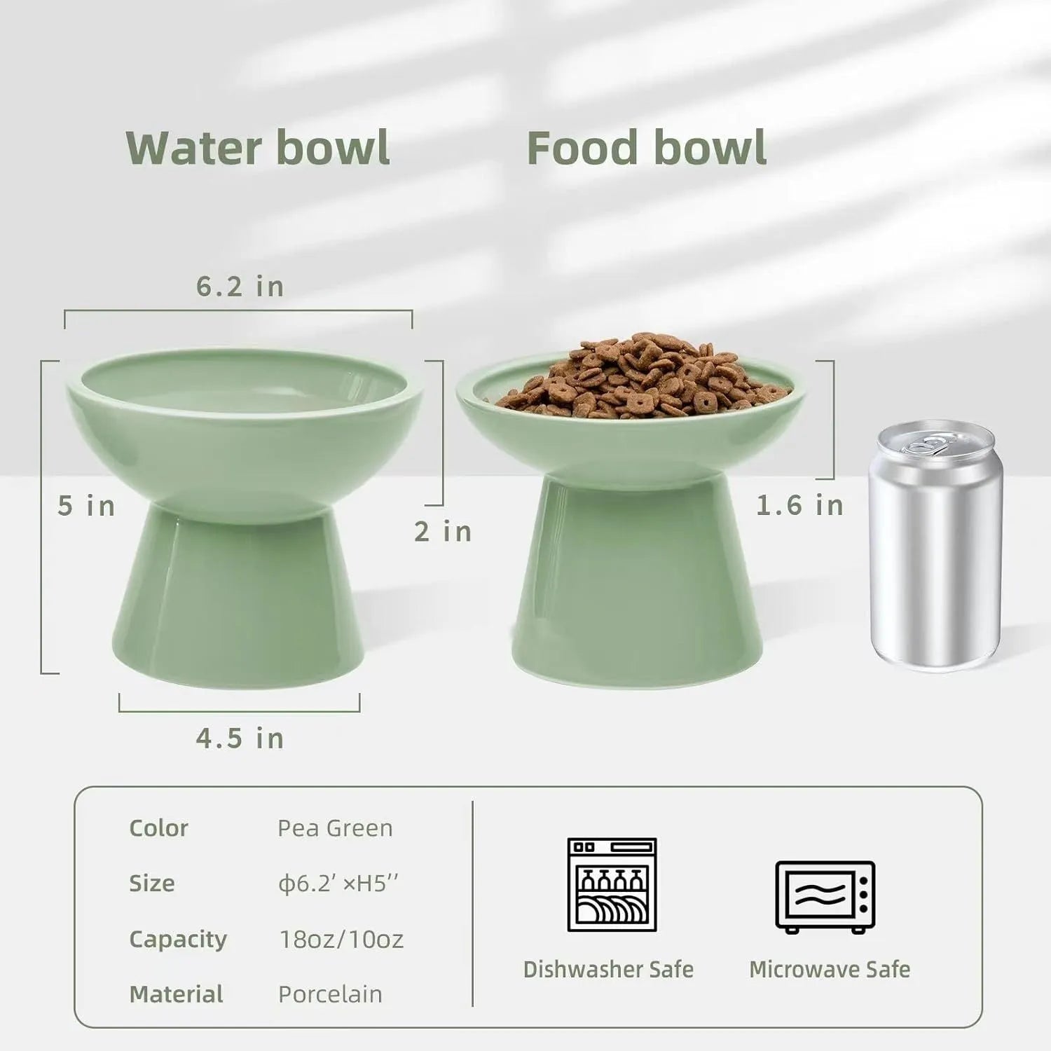 Ceramic elevated cat food bowl with wide shallow design in blue colour