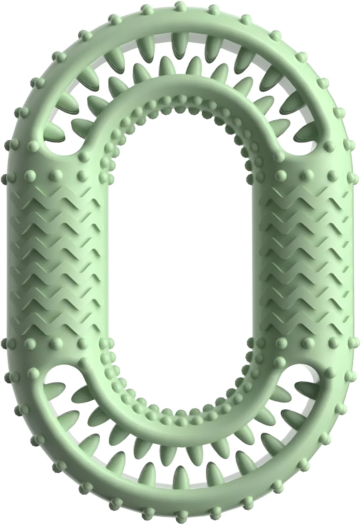 Blue green pink O-ring dog chewing toy for aggressive chewers measuring 12.5cm
