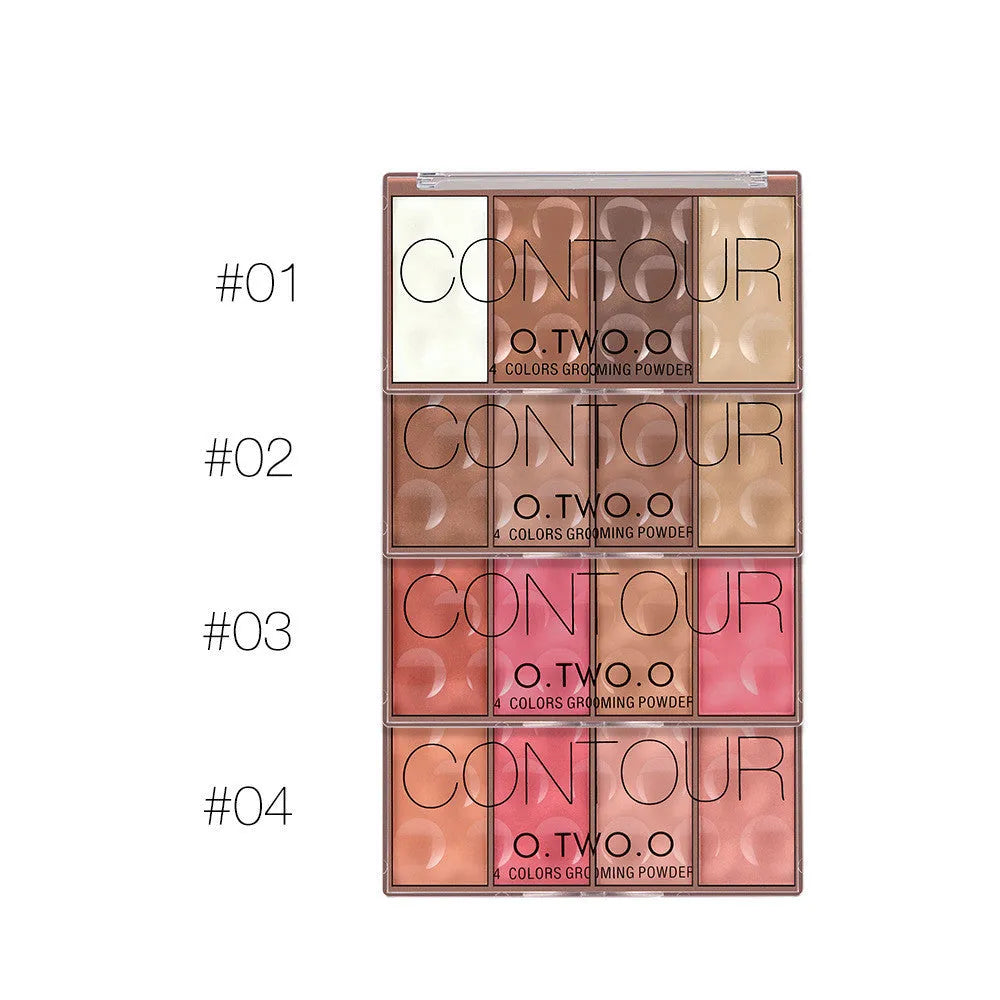 Rose gold four-colour highlight blush palette conditioning disc with pearl white highlighter, blush, and bronzer shades