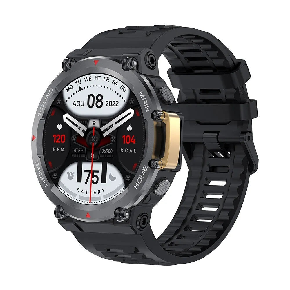 Smart watch with Bluetooth calling and NFC health monitoring for outdoor sport, black colour