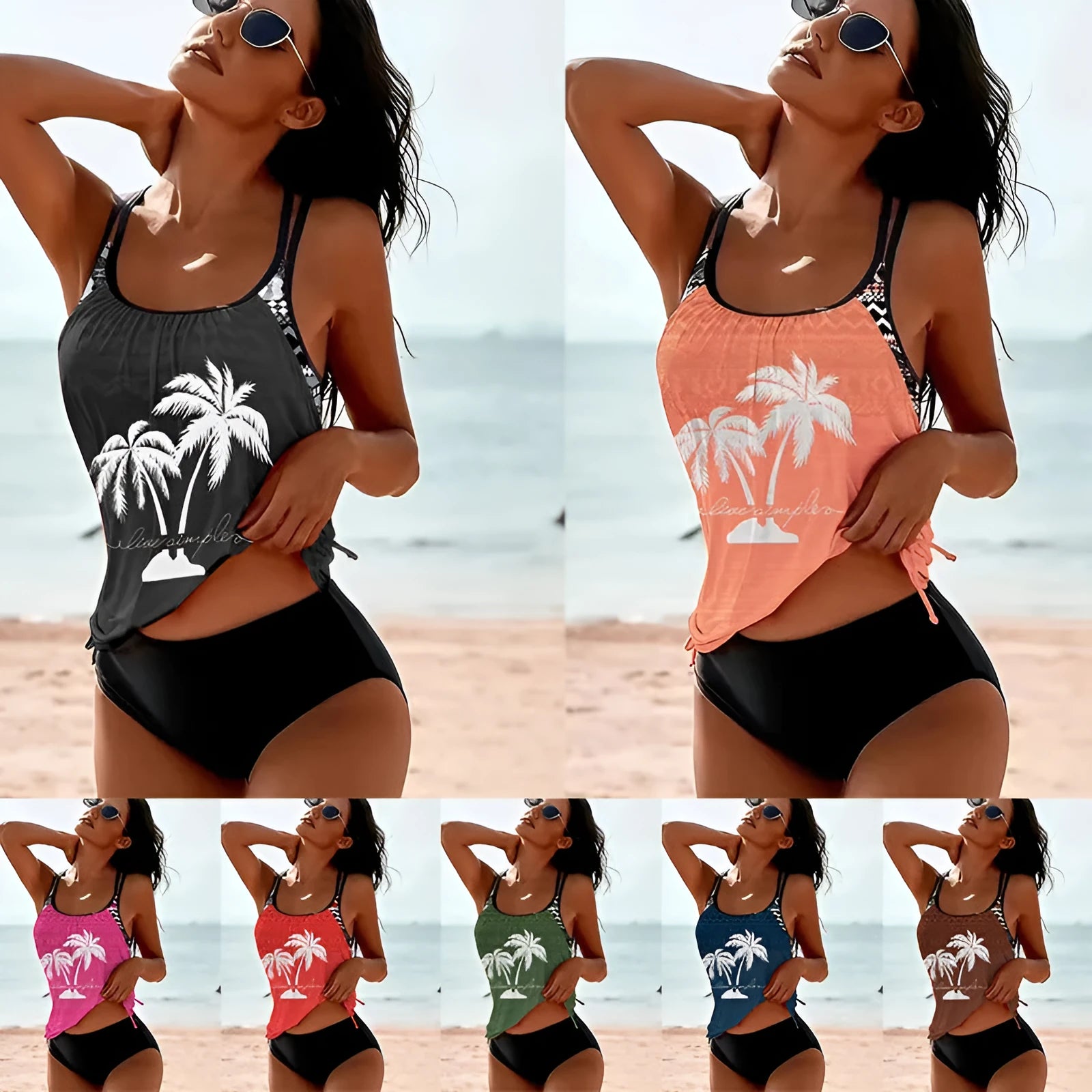 Women's polyester bikini briefs in multiple colours with split high-cut tanga design for active wear
