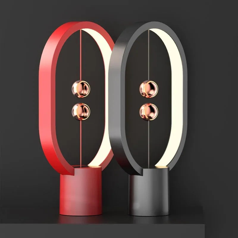 Mini magnetic switch USB LED table lamp in black with floating magnetic bead control