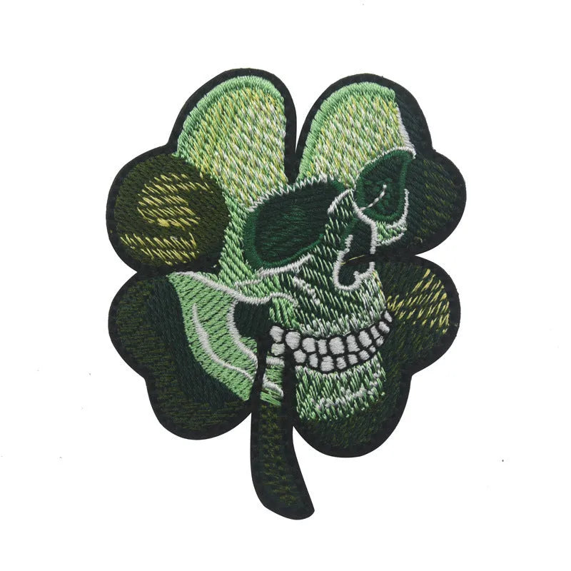 Outdoor embroidered fabric badge with velcro backing showing camouflage design