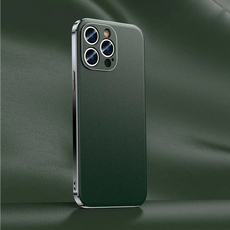 Leather protective case for iPhone 11 to 15 back cover, solid colour, sleek design, multiple colour options available