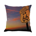 US Route 66 landscape print cotton linen cushion cover 45x45cm on a sofa