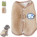 Green dog fleece vest with leash ring for small dogs in winter