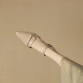 Pointed toe chunky heel retro closed toe women's sandals in apricot or milky white with sheepskin lining