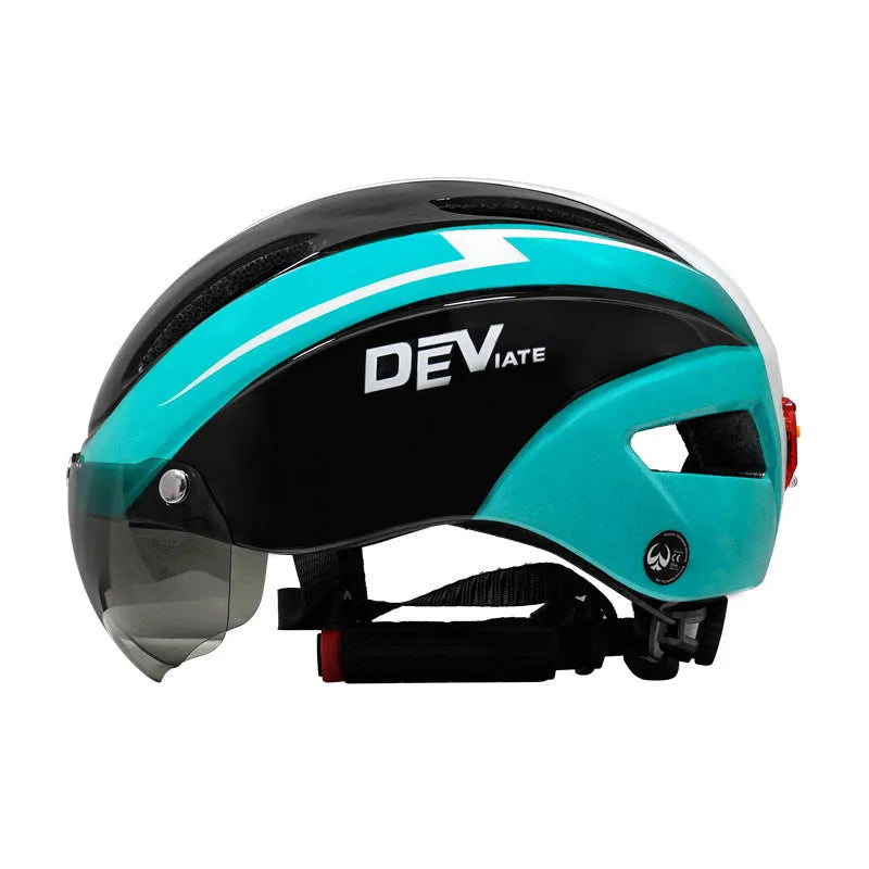 Adult bicycle helmet with integrated taillight restraint in multiple colour options including orange blue black
