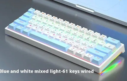 61-key compact mechanical keyboard with hot-swappable switches and bluish-black black tea shaft
