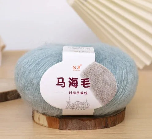 Mohair wool ball for DIY hand-woven scarf kit in one of 34 available colours