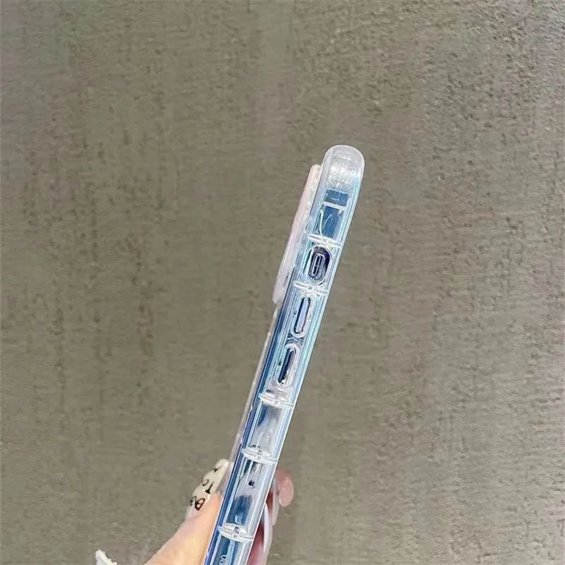 Transparent mirror cream all-inclusive TPU phone case for Apple iPhone with built-in mirror and drop-resistant edges